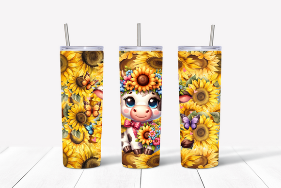 PNG fil - 20oz tumbler Cow In Sunflowers